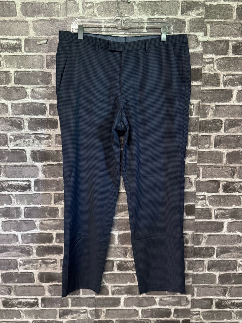 Hugo Boss dress pants Blue plaid checkered print 100% wool